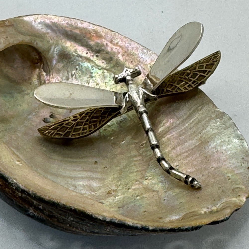 Vintage Mexican Sterling Silver 925 DRAGONFLY  BROOCH Pin Signed Wonderful Love